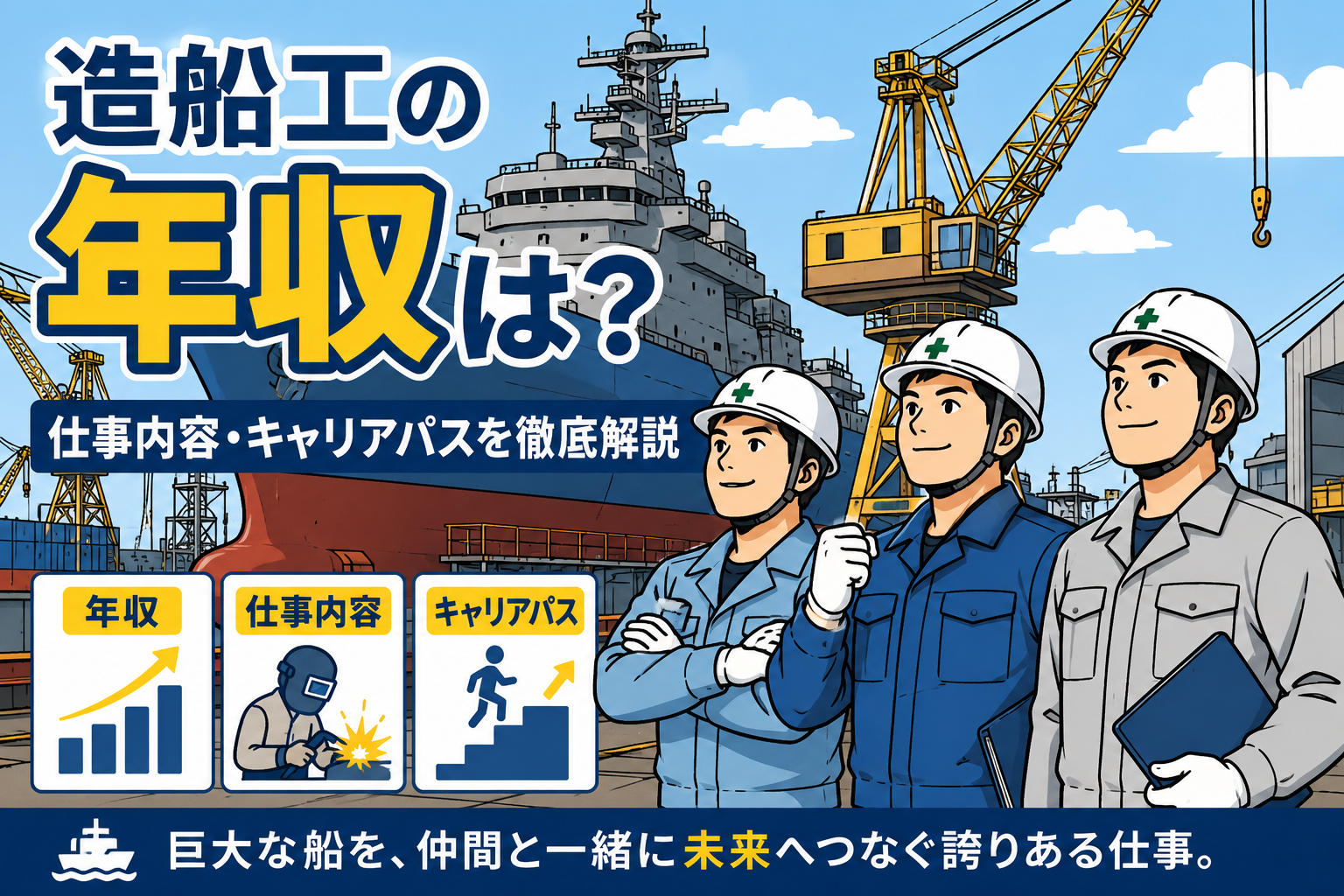 造船工の年収は？仕事内容・キャリアパスを徹底解説