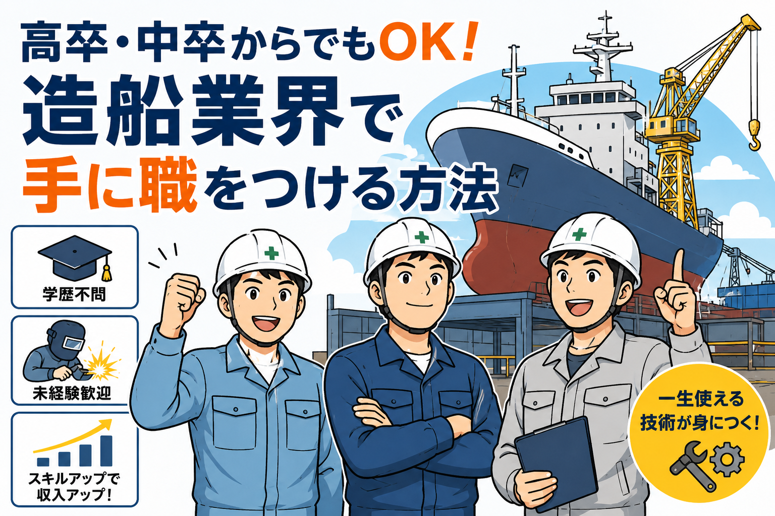 高卒・中卒からでもOK！造船業界で手に職をつける方法