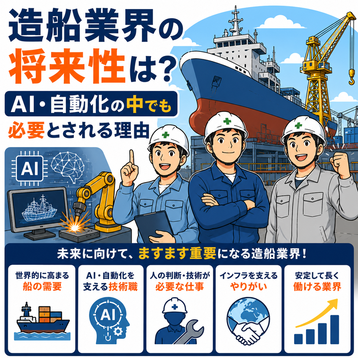 造船業界の将来性は？AI・自動化の中でも必要とされる理由