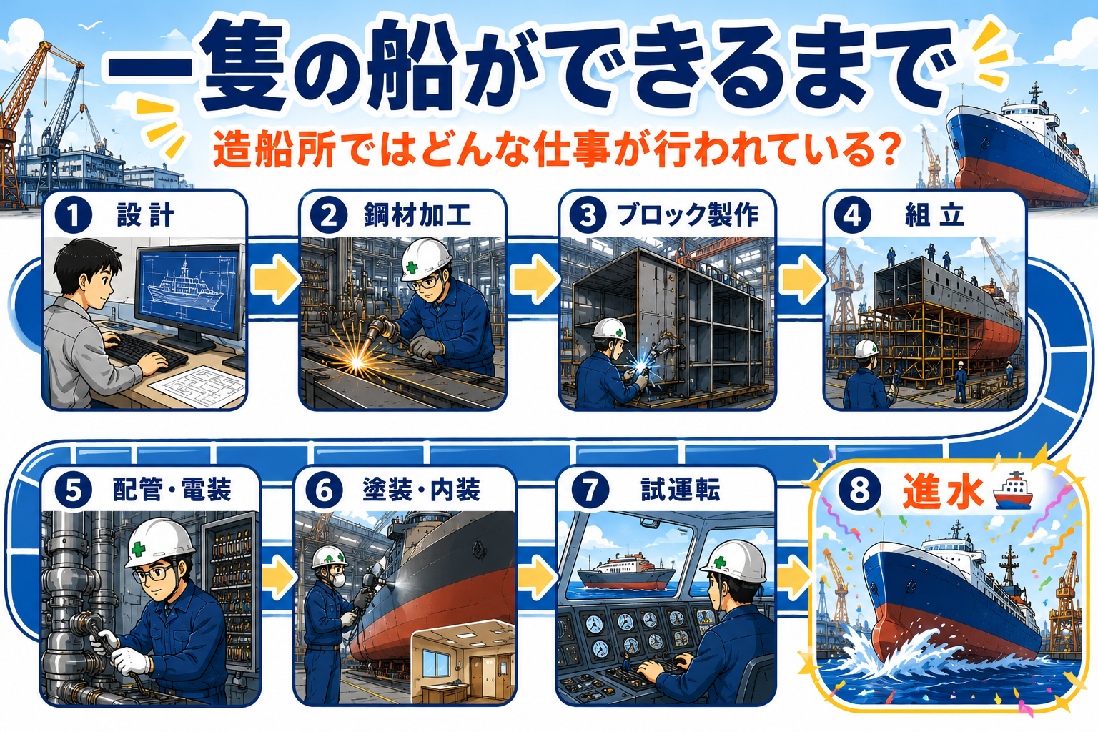 一隻の船ができるまで｜造船所ではどんな仕事が行われている？