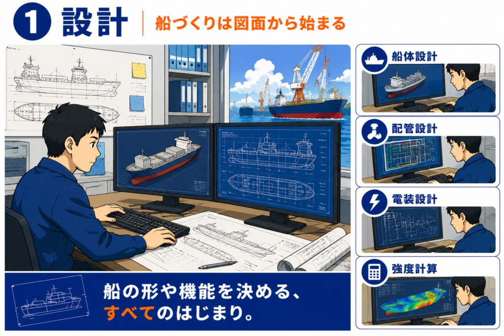 ①設計｜船づくりは図面から始まる