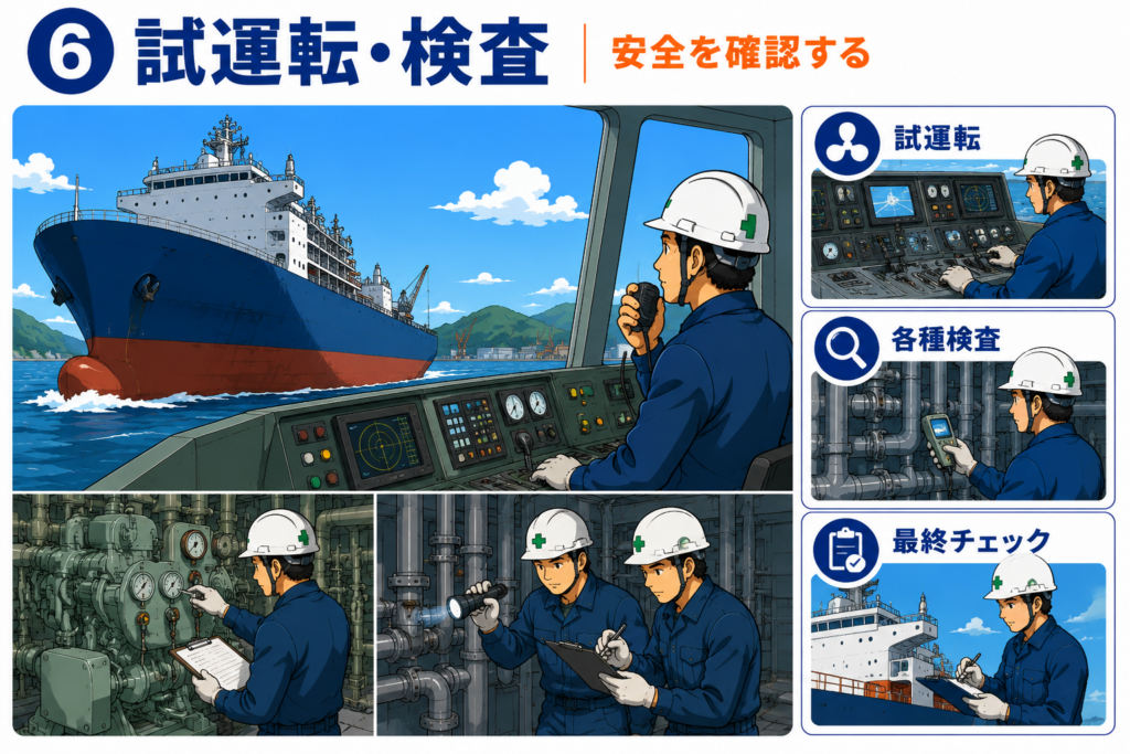 ⑥ 試運転・検査｜安全を確認する