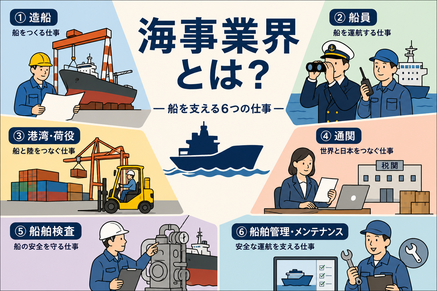 船を支える仕事とは？海事業界で活躍する6つの仕事を紹介