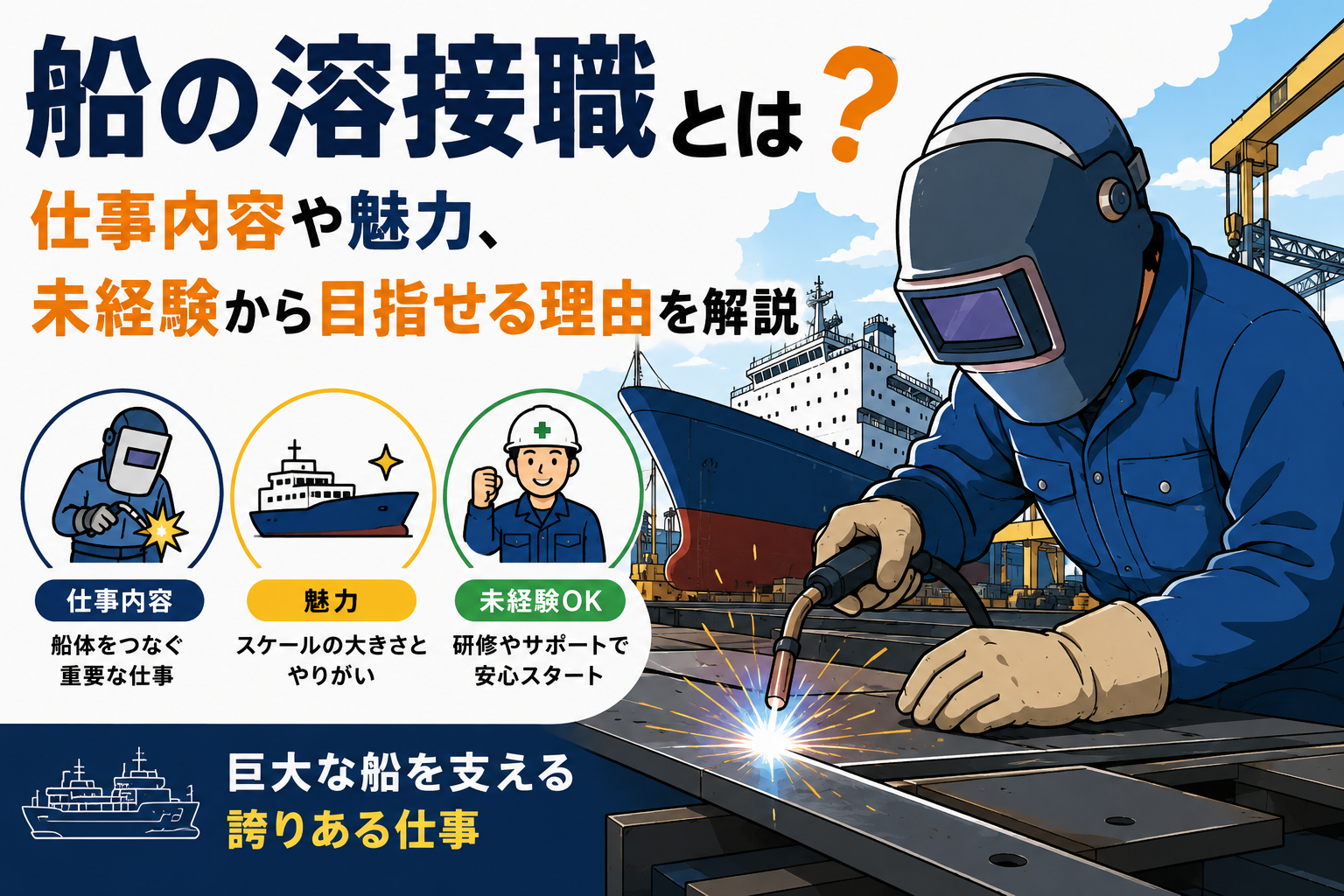 船の溶接職とは？仕事内容や魅力、未経験から目指せる理由を解説