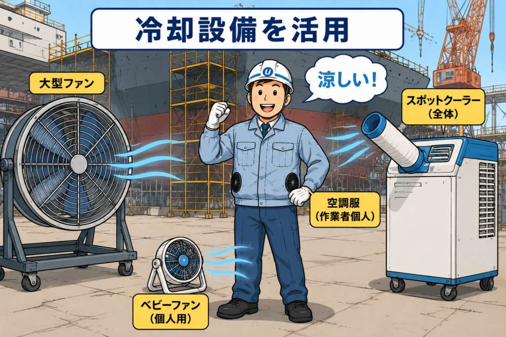 ファンや冷却機器で作業環境を改善