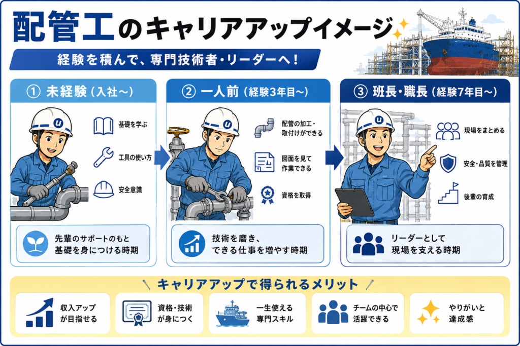 配管工のキャリアアップイメージ