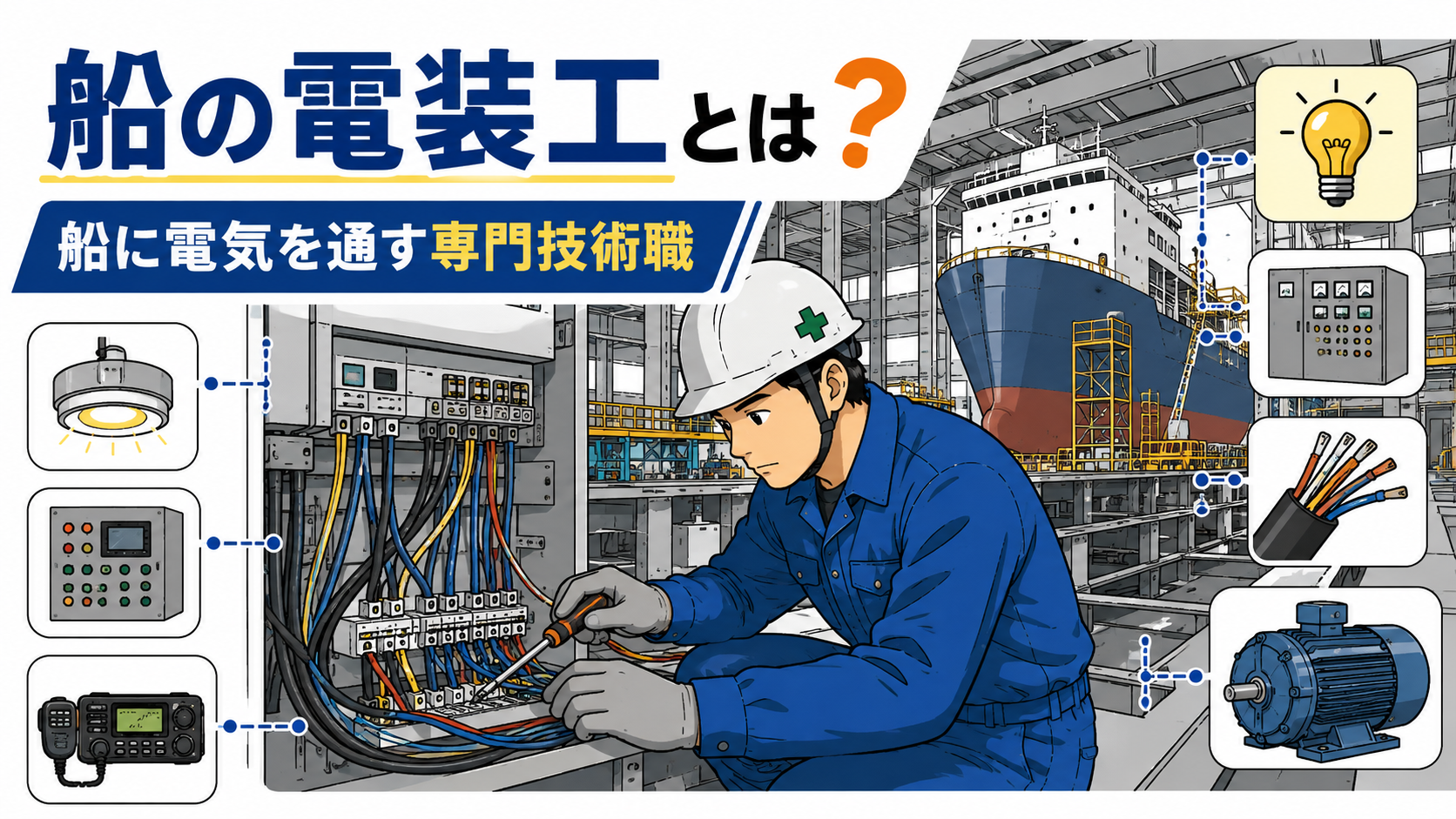 船の電装工とは？仕事内容や身につく資格、広がるキャリアを解説